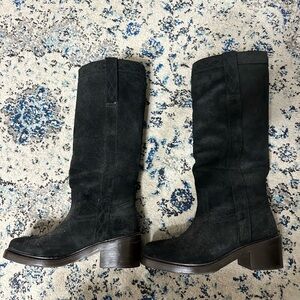 Frye Black Suede Heeled Boots